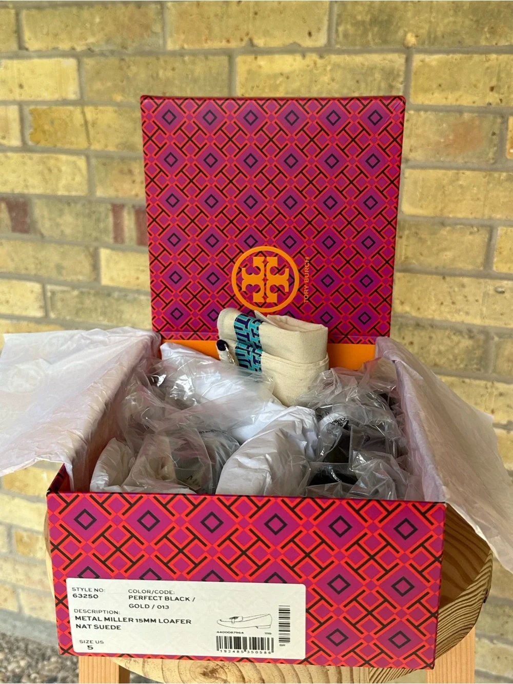 NIB Tory Burch Miller Metal Suede Black Loafers
